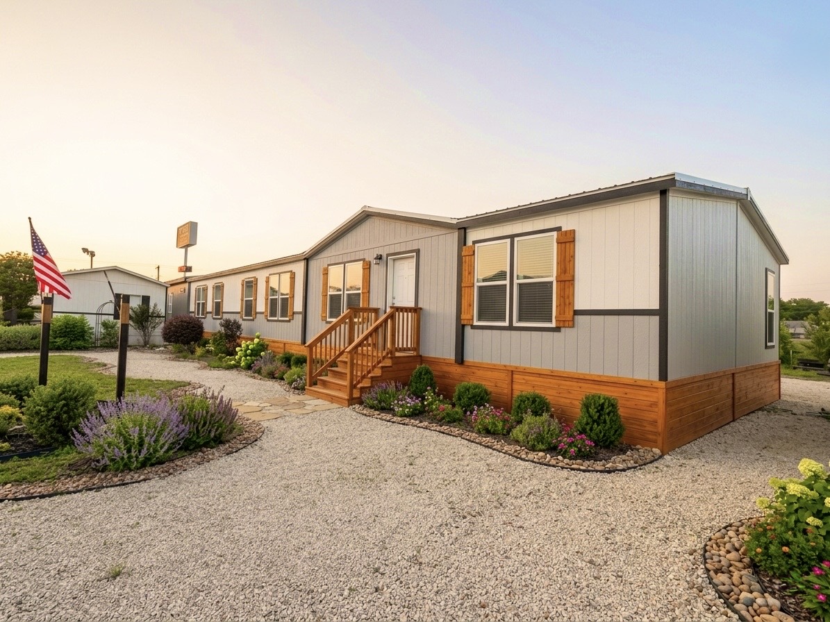 Manufactured home installed on a prepared property